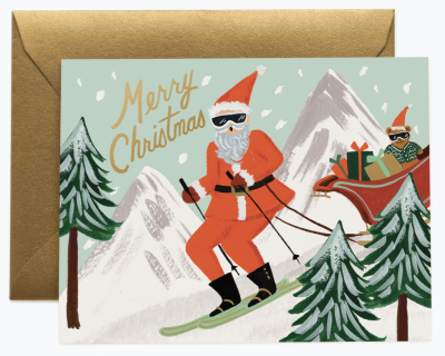 Skiing Santa Card - Rifle Paper Co.